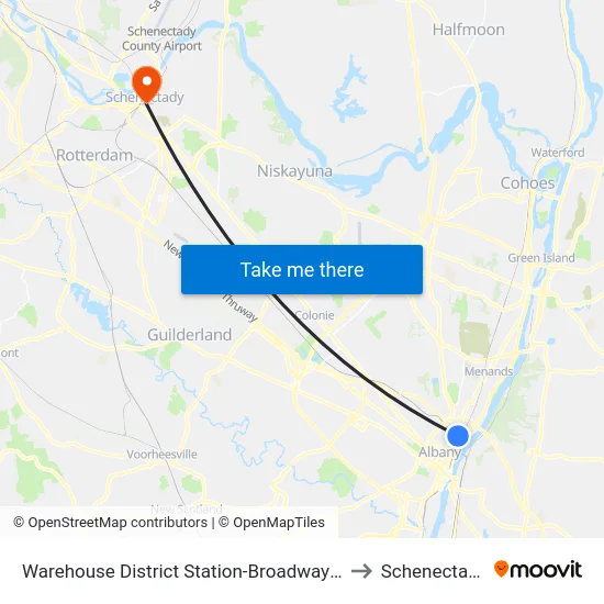 Warehouse District Station-Broadway & Pleasant St to Schenectady, NY map