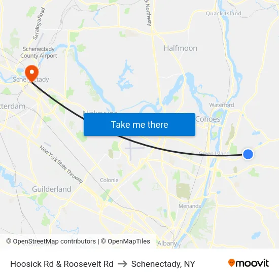 Hoosick Rd & Roosevelt Rd to Schenectady, NY map
