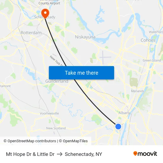 Mt Hope Dr & Little Dr to Schenectady, NY map
