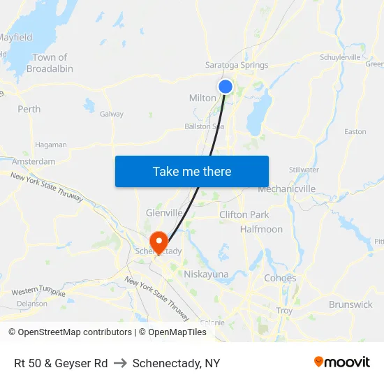 Rt 50 & Geyser Rd to Schenectady, NY map