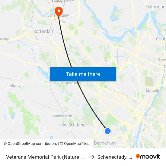Veterans Memorial Park (Nature Bus) to Schenectady, NY map