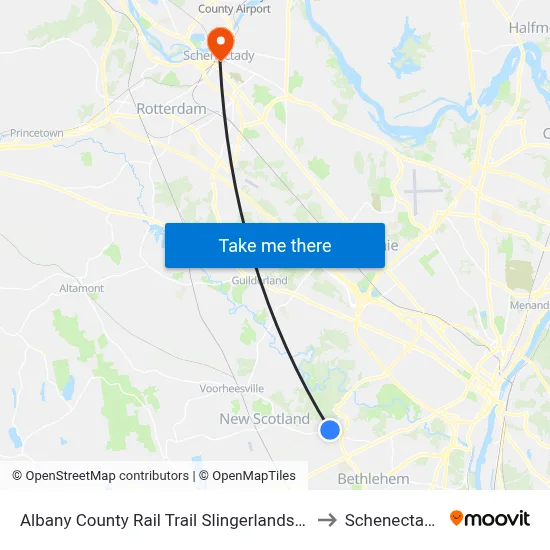 Albany County Rail Trail Slingerlands (Nature Bus) to Schenectady, NY map