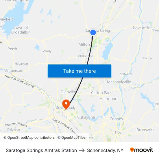 Saratoga Springs Amtrak Station to Schenectady, NY map