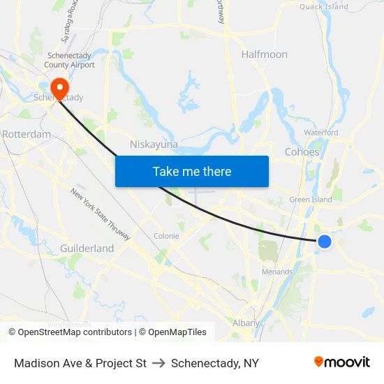 Madison Ave & Project St to Schenectady, NY map