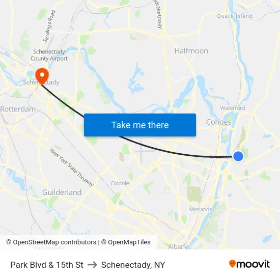 Park Blvd & 15th St to Schenectady, NY map