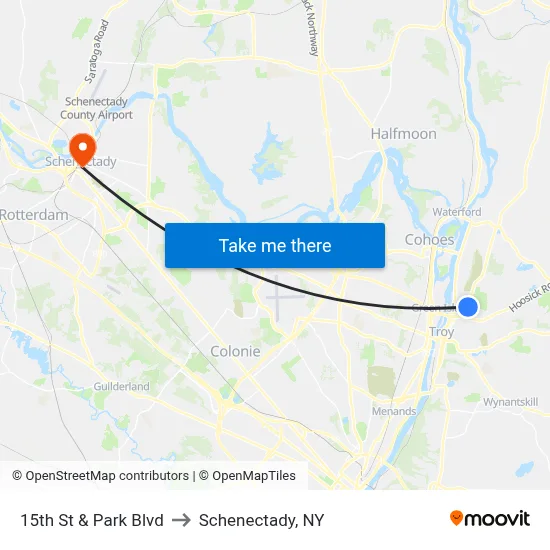 15th St & Park Blvd to Schenectady, NY map