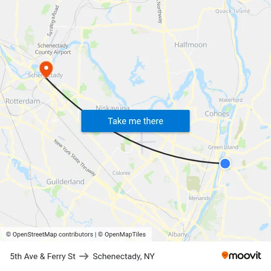 5th Ave & Ferry St to Schenectady, NY map