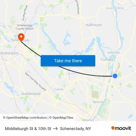 Middleburgh St & 10th St to Schenectady, NY map