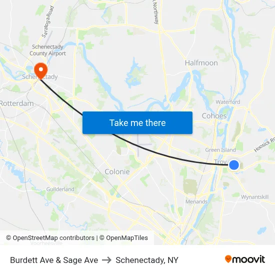 Burdett Ave & Sage Ave to Schenectady, NY map