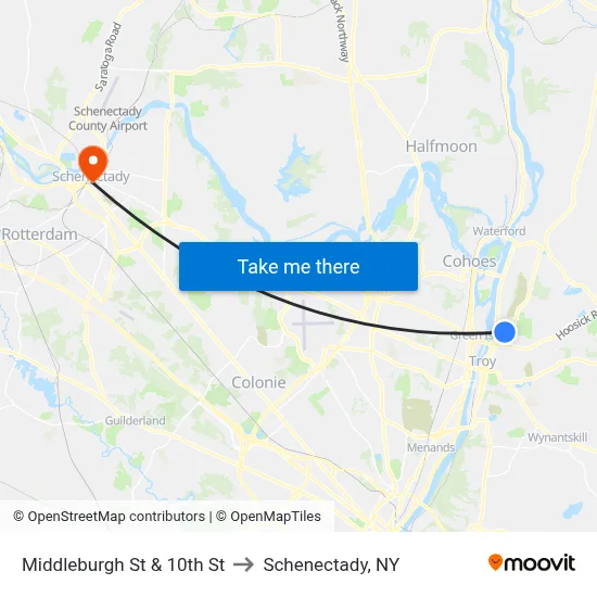 Middleburgh St & 10th St to Schenectady, NY map