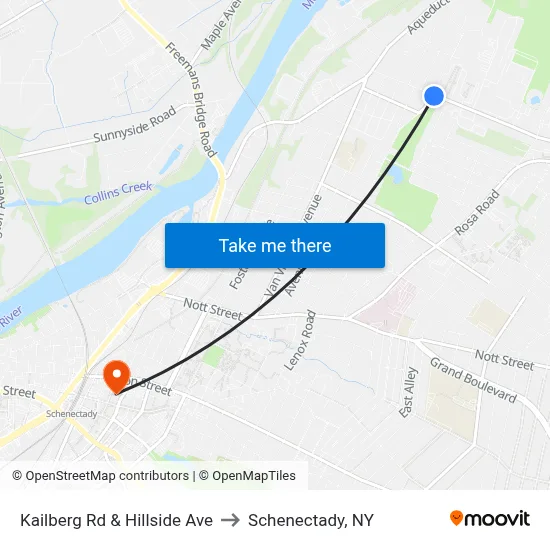 Kailberg Rd & Hillside Ave to Schenectady, NY map