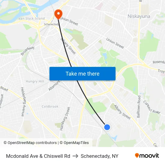 Mcdonald Ave & Chiswell Rd to Schenectady, NY map