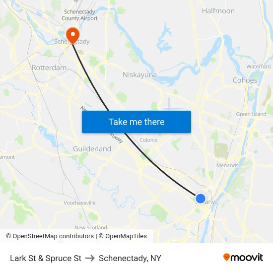 Lark St & Spruce St to Schenectady, NY map