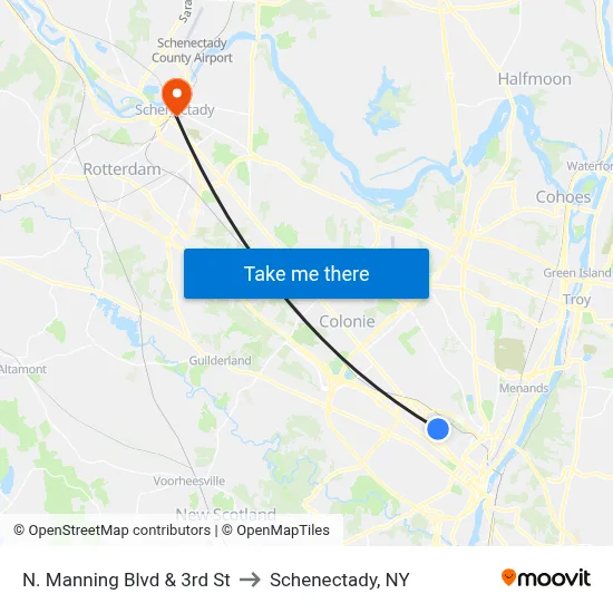 N. Manning Blvd & 3rd St to Schenectady, NY map