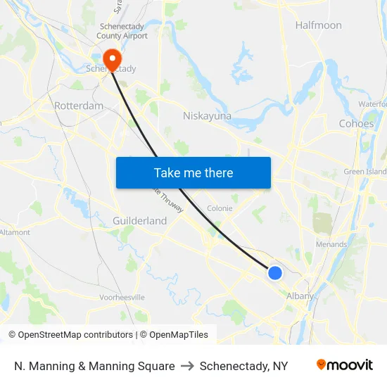 N. Manning & Manning Square to Schenectady, NY map