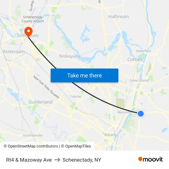 Rt4 & Mazoway Ave to Schenectady, NY map