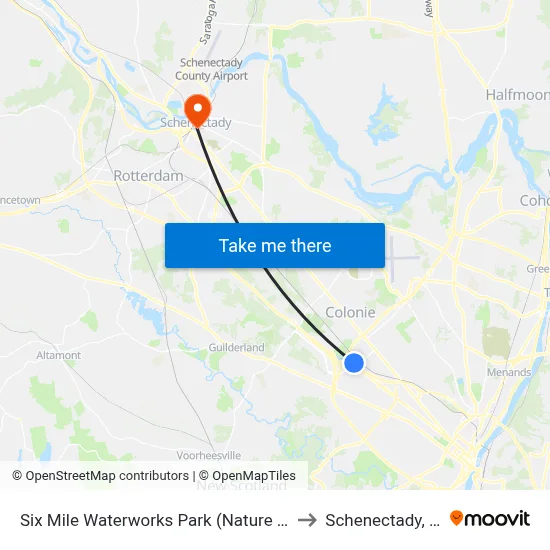 Six Mile Waterworks Park (Nature Bus) to Schenectady, NY map