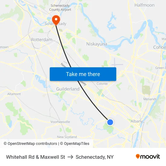Whitehall Rd & Maxwell St to Schenectady, NY map