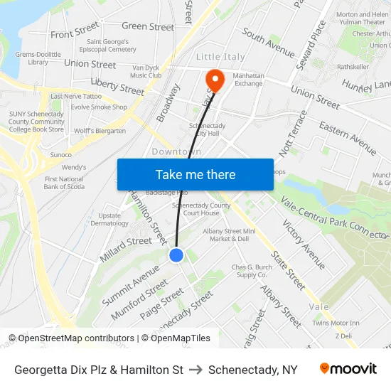 Georgetta Dix Plz & Hamilton St to Schenectady, NY map