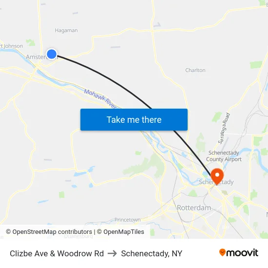 Clizbe Ave & Woodrow Rd to Schenectady, NY map
