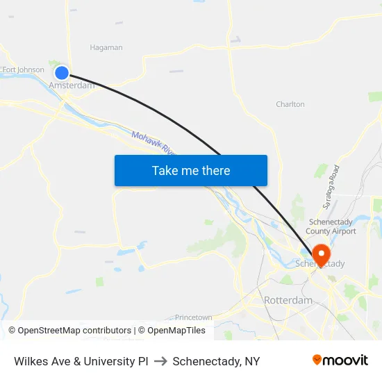 Wilkes Ave & University Pl to Schenectady, NY map