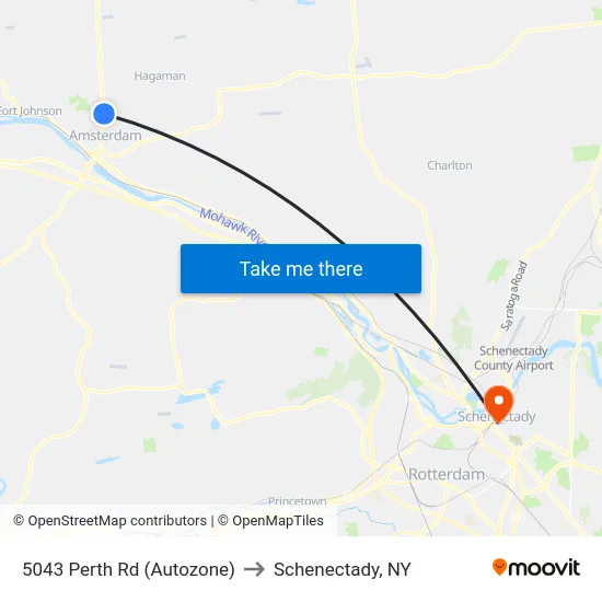 5043 Perth Rd (Autozone) to Schenectady, NY map
