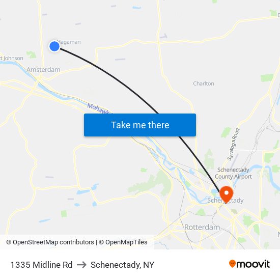 1335 Midline Rd to Schenectady, NY map