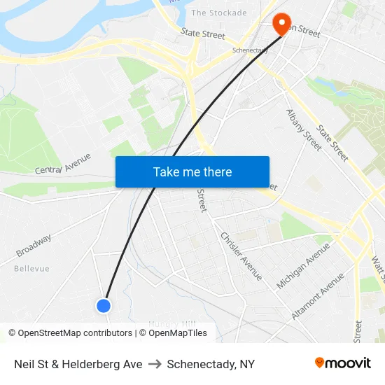 Neil St & Helderberg Ave to Schenectady, NY map