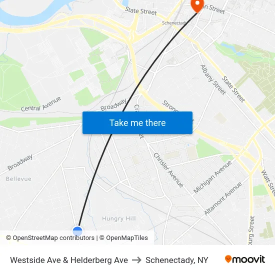 Westside Ave & Helderberg Ave to Schenectady, NY map