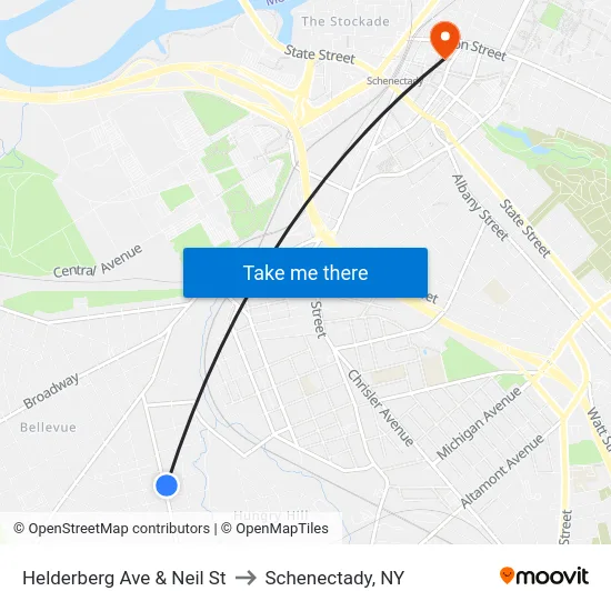 Helderberg Ave & Neil St to Schenectady, NY map