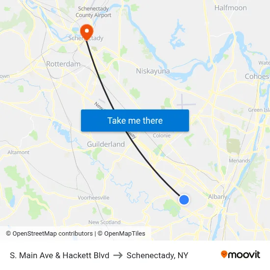 S. Main Ave & Hackett Blvd to Schenectady, NY map
