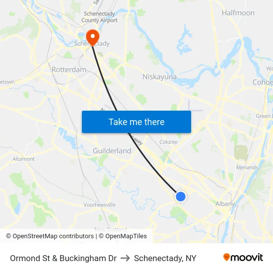 Ormond St & Buckingham Dr to Schenectady, NY map