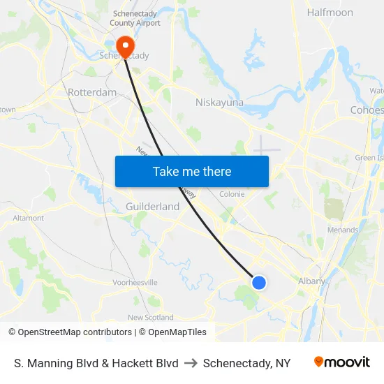 S. Manning Blvd & Hackett Blvd to Schenectady, NY map