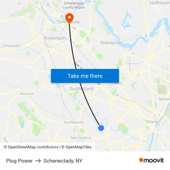 Plug Power to Schenectady, NY map