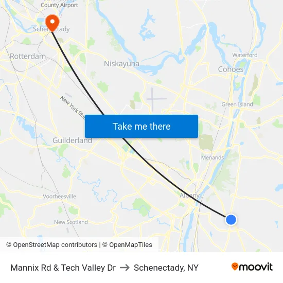 Mannix Rd & Tech Valley Dr to Schenectady, NY map
