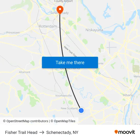Fisher Trail Head to Schenectady, NY map
