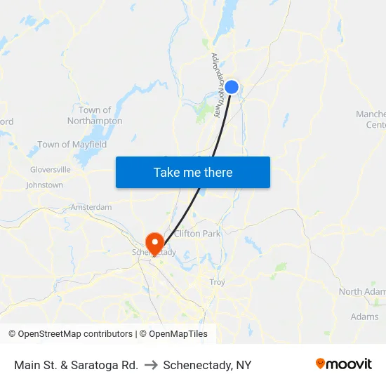 Main St. & Saratoga Rd. to Schenectady, NY map