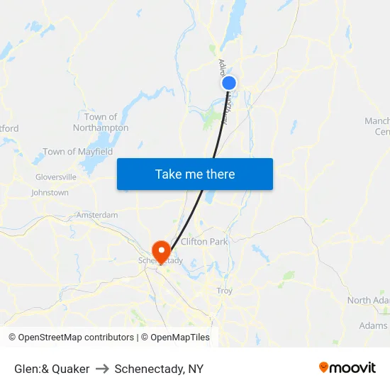 Glen:& Quaker to Schenectady, NY map