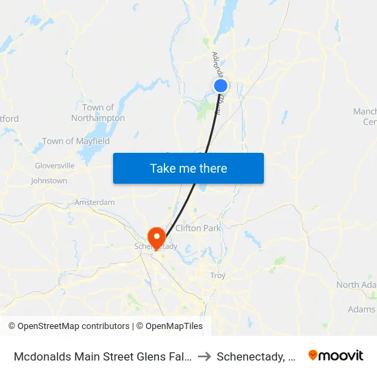 Mcdonalds Main Street Glens Falls to Schenectady, NY map