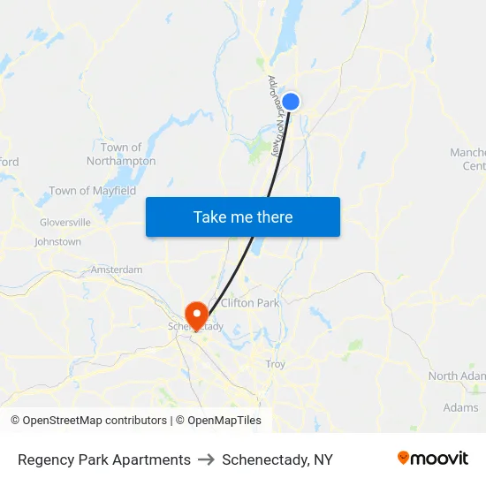 Regency Park Apartments to Schenectady, NY map