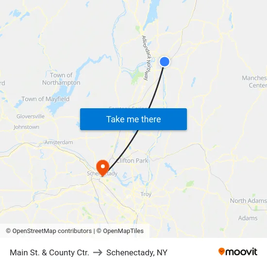 Main St. & County Ctr. to Schenectady, NY map