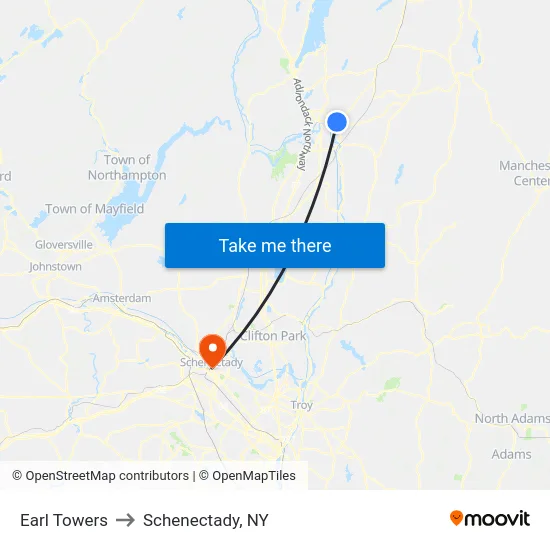 Earl Towers to Schenectady, NY map