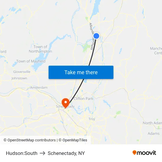 Hudson:South to Schenectady, NY map