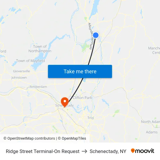 Ridge Street Terminal-On Request to Schenectady, NY map