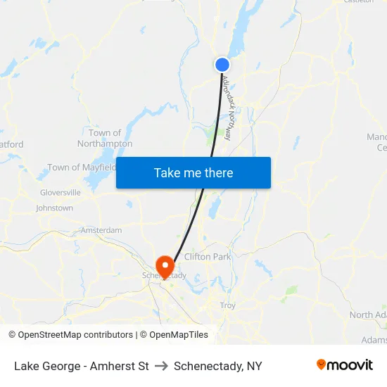 Lake George - Amherst St to Schenectady, NY map