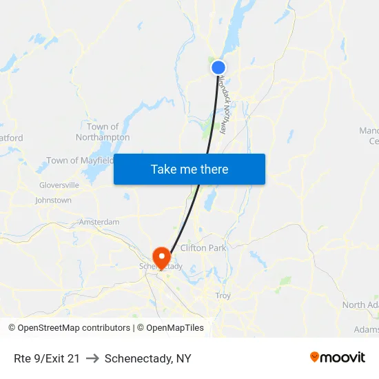 Rte 9/Exit 21 to Schenectady, NY map