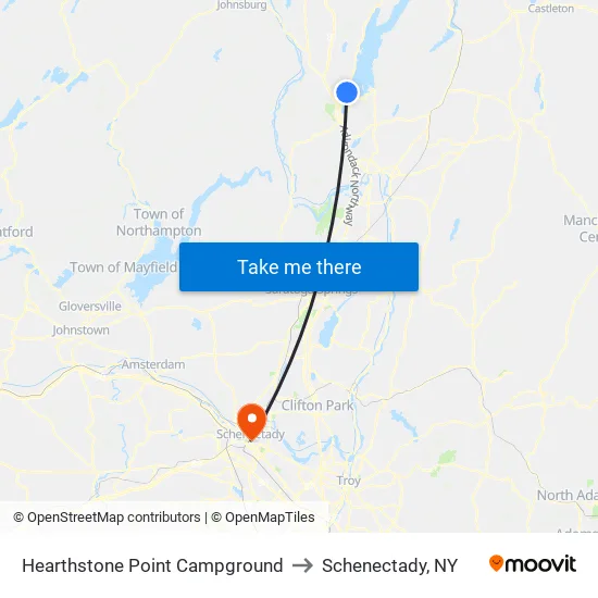 Hearthstone Point Campground to Schenectady, NY map