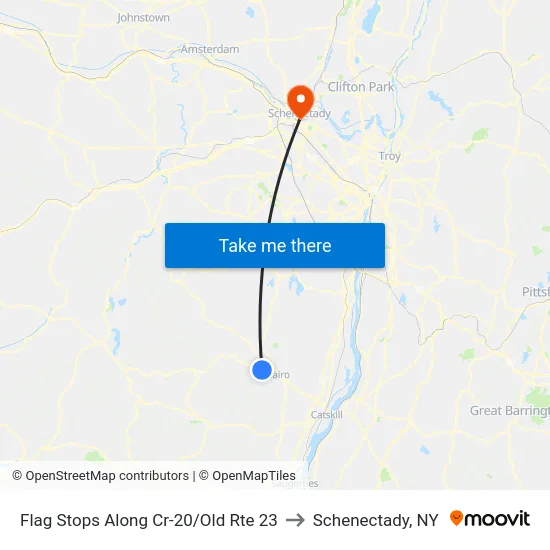 Flag Stops Along Cr-20/Old Rte 23 to Schenectady, NY map