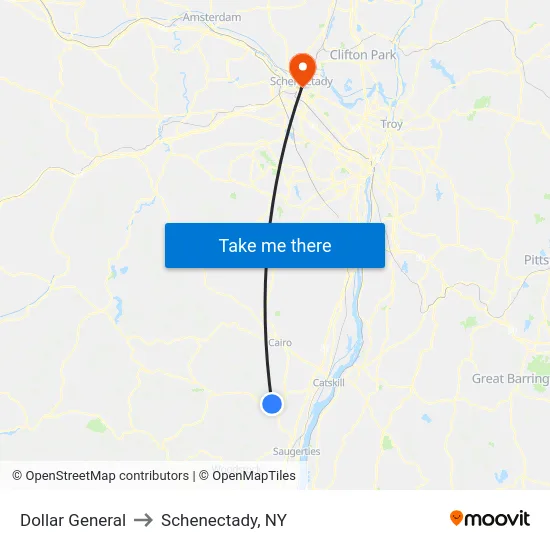 Dollar General to Schenectady, NY map