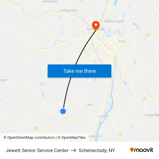 Jewett Senior Service Center to Schenectady, NY map